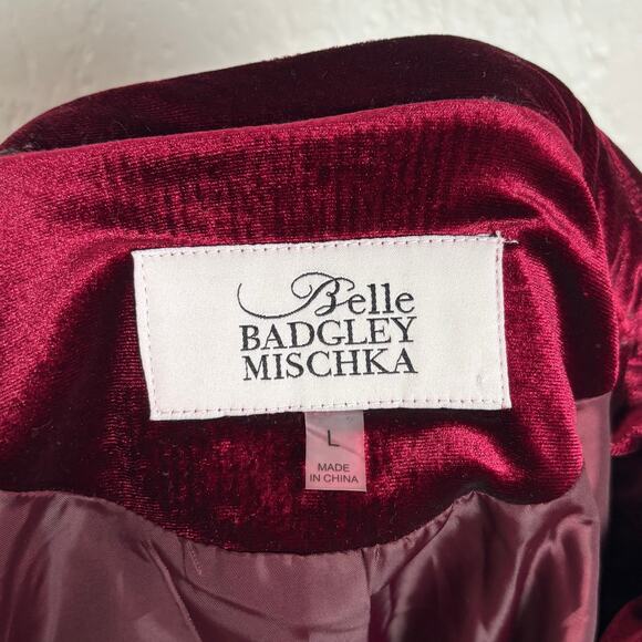 Badgley Mischka Belle Velvet Moto Jacket Size Large - Picture 3 of 5